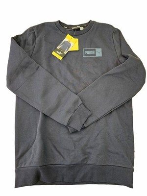 SMALL - BLUE - PUMA Men's Pullover Split Graphic Logo Crewneck Sweatshirt