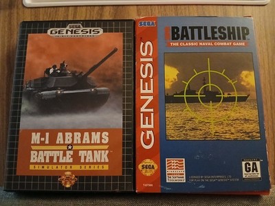 Sega Genesis M-1 Abrams Battle Tank 1991 NO MANUAL & Battleship Complete Game
