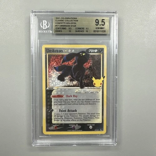 Umbreon Gold Star 17/17 Pokemon Celebrations Classic Collection Holo BGS 9.5