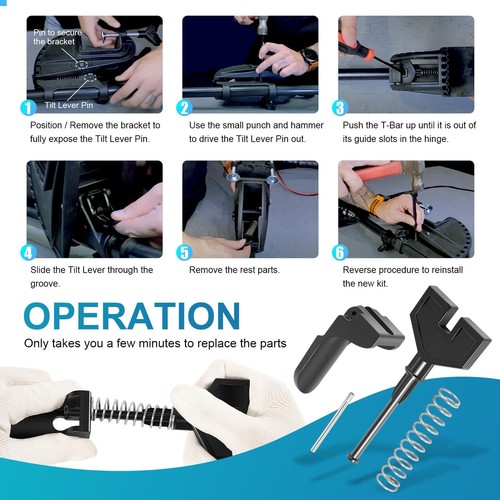 2063605 T-Bar 2067201 Leva inclinazione e 2060515 perno 2062706 kit molla motore trolling - Foto 4 di 8