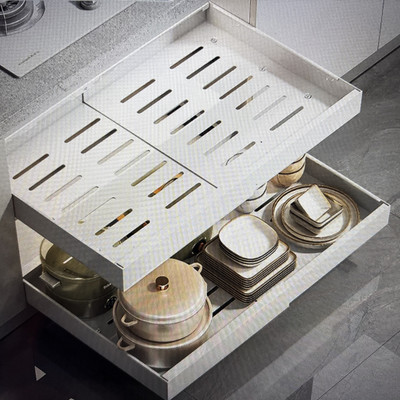 16  Deep Full Extension Pull Out Cabinet Drawer, Expandable, Heavy Duty, White