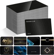 200 Pack Metal Business Cards Laser Engraving Blanks 3.4 x 2.1 inches, black 