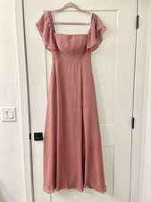 Azazie Dusty Rose Chiffon Flutter Sleeve Bridesmaid Dress Size A2