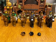 Lego MOC 6 minifigure + 6 cavalli cavalieri guerrieri anni 80 raro molto vecchio Robin