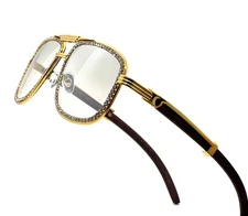 CLASSIC VINTAGE RETRO Hip Hop Style Clear Lens EYE GLASSES Diamond Metal Frame