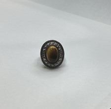 Vintage 925 Sterling Silver Natural Tiger's Eye Gemstone Ring