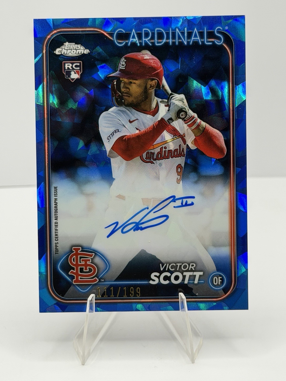 Victor Scott #USA-VS Baseball Cards 2024 Topps Chrome Sapphire Update Autograph trading card — raw and PSA graded price guide