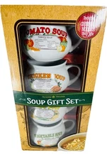 Soup Recipe Mug Gift Set Caraway Naturals Ceramic Bowls 4 Mugs Read Details