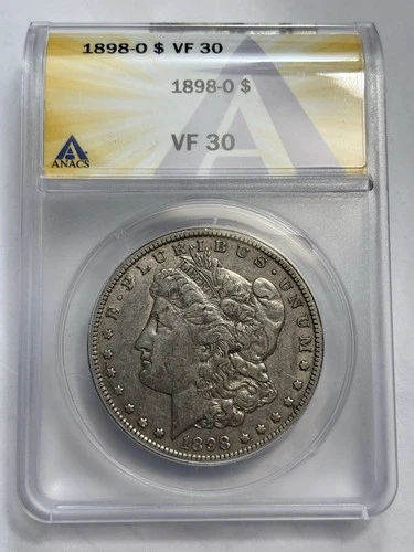 1898-O Morgan Silver Dollar - ANACS Graded  VF30 90% Silver