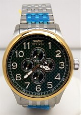 INVICTA #18667 Mens 48mm Specialty Eclipse Green Dial S/S Quartz Watch w/ Box