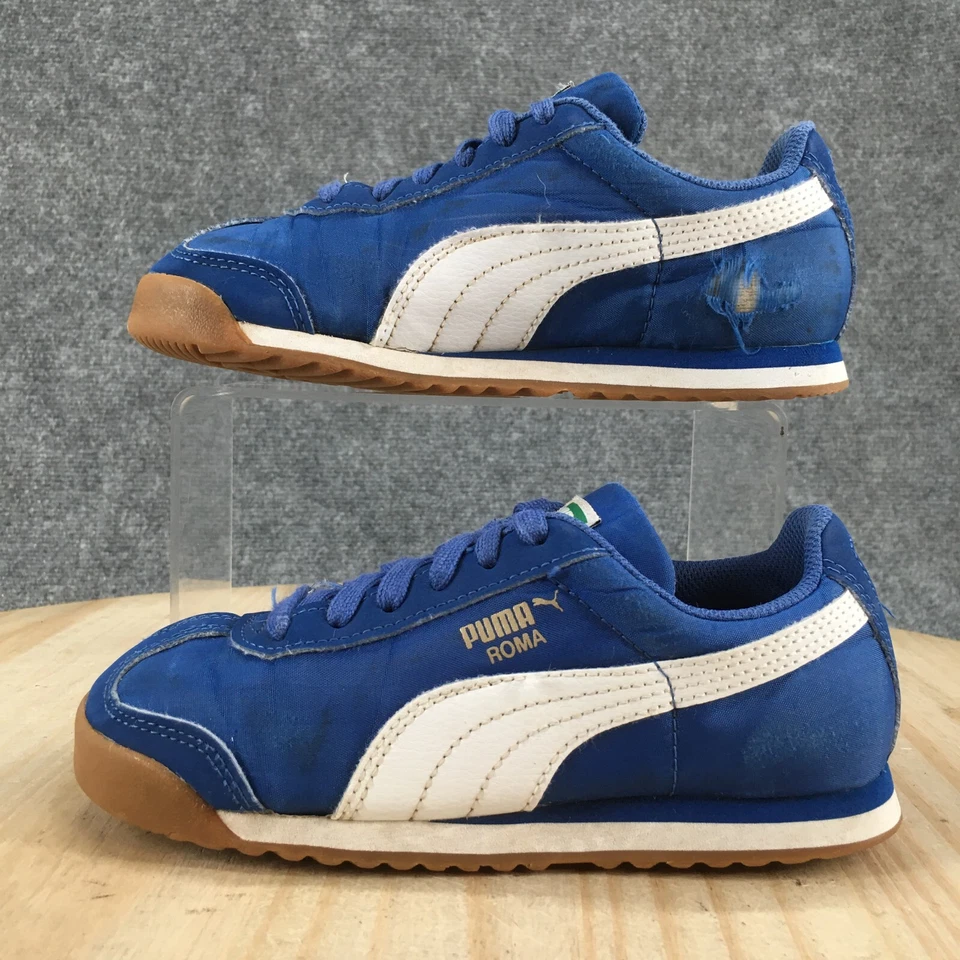 PUMA Shoes Kids 1C Boys Roma 68 OG Athletic Low Sneakers 362795-23 Blue Fabric - Image 2 of 4