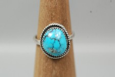Kingman AZ Turquoise Ring Sterling Blue Silver Webbed Vtg Southwest NEW NOS sz 7