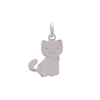 Pendentif Petit Chat Assis En Argent Massif 925 - Breloque - Neuf Avec étiquettes