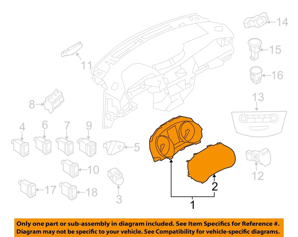 Medidor de velocímetro usado se adapta a: Nissan Rogue Cluster 2014 VIN 5 primer dígito construido en EE. UU. Foto 3 de 4