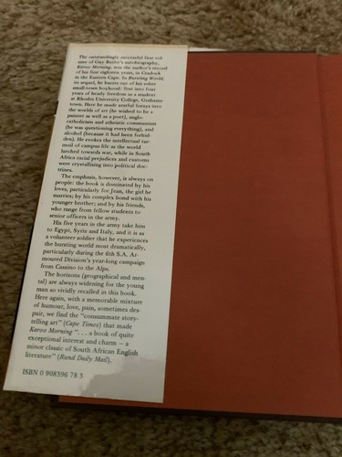 Bursting World: An Autobiography: 1936-45 by Butler, Guy Hardback Book VGC - Imagen 3 de 4