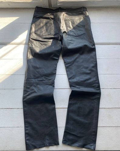 90s Black Leather Pants Gothic Opium Avant Garde 34 Size RARE Mens Archive Punk - Picture 2 of 18