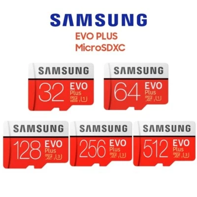 Carte Mémoire Samsung EVO PLUS 32 64 128 256 512 Go Gb Micro SD SDXC C10 100Mo/s