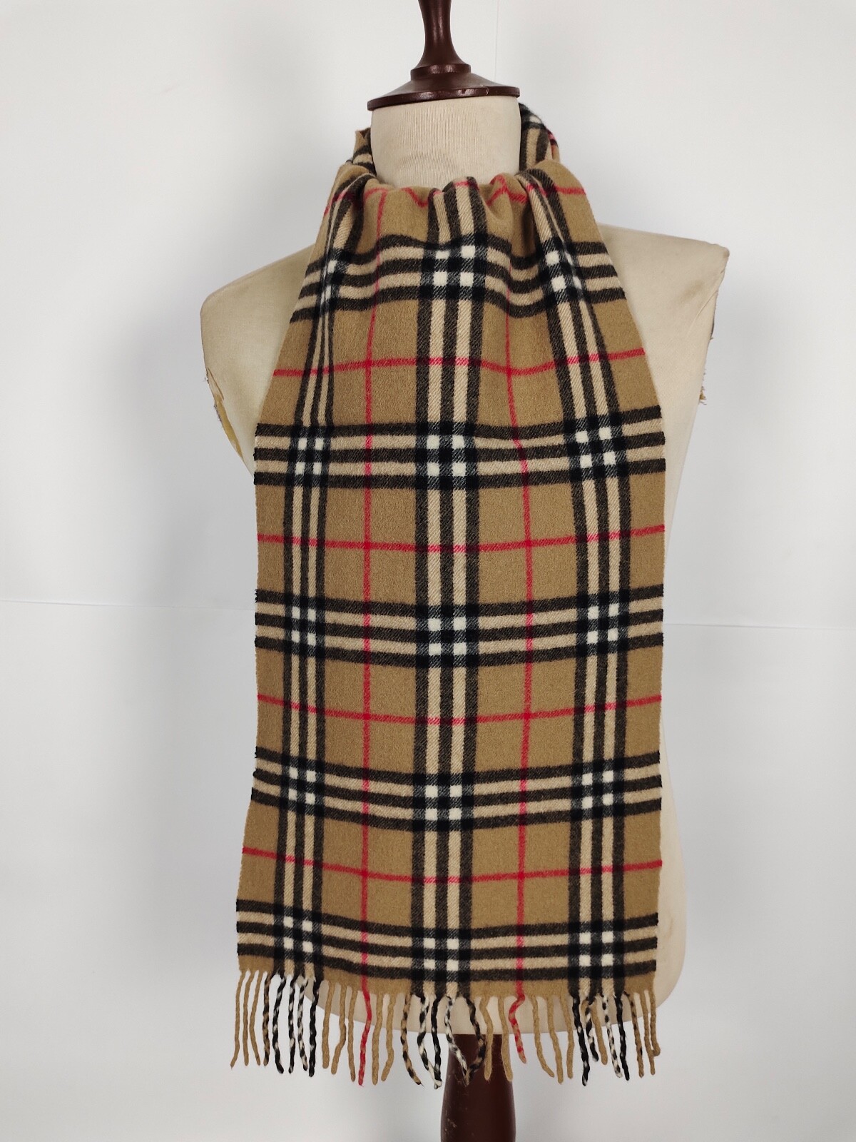 Bufanda de invierno Burberry genuina vintage a cuadros Nova camel 100 % cachemir