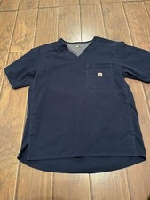 Carhartt Men's Blue Short Sleeve Front Pocket V-Neck Pullover Scrub Top A2-A41