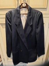 Ladies Etienne Aigner Navy Blue Double Breasted Blazer Size 12