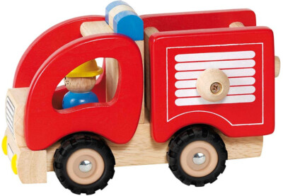 FEUERWEHR-AUTO Feuerwehrauto Holzfeuerwehr Holzauto goki Löschfahrzeug Holz NEU