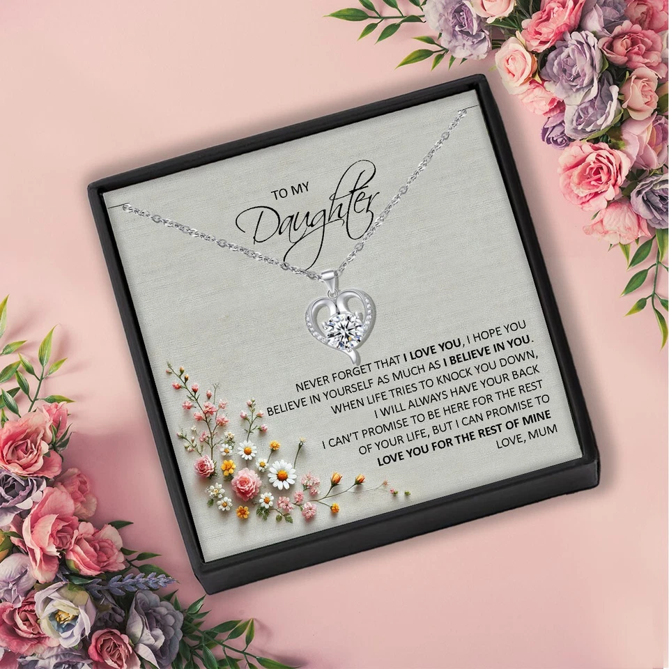 To My Daughter Heart Necklace Love Gifts from Mum Dad Girl Gift Present - Image 3 of 4