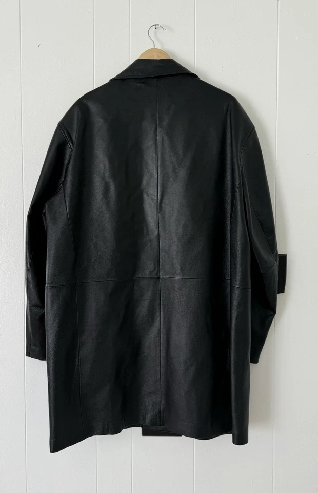 Gabardina vintage de cuero negro Y2K talla XL Foto 4 de 4