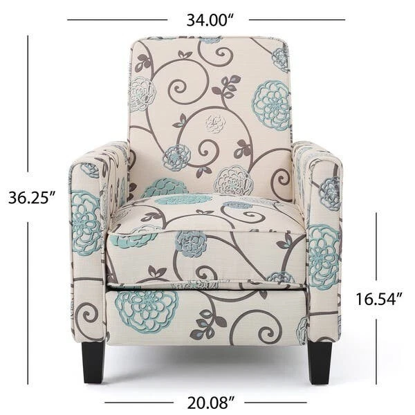 Silla reclinable floral Darvis Club de Christopher Knight Home Foto 3 de 4