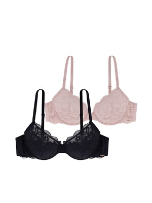 NWT! 2 Pack Dorina Women's Sz 38B Rosa Non Padded 3/4 Cup Lace Underwire Bra