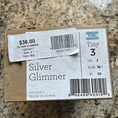 Toms Tiddler Classic Alpargata Shoes Girls Silver Glimmer Toddler