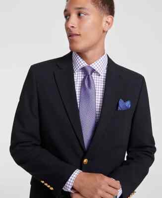 Nautica Men's Modern-Fit Active Stretch Solid Blazer, Black,50 Regular
