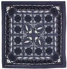 Grateful Dead Steal Your Face Rose Bandana Deadhead Stealie Sunshine Joy 22x22"