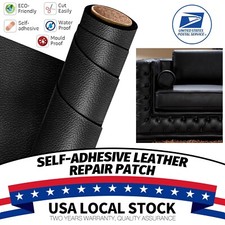 Black Self Adhesive Vinyl Faux Leather Fabric Repair Patch Kit for Car seat Sofa
