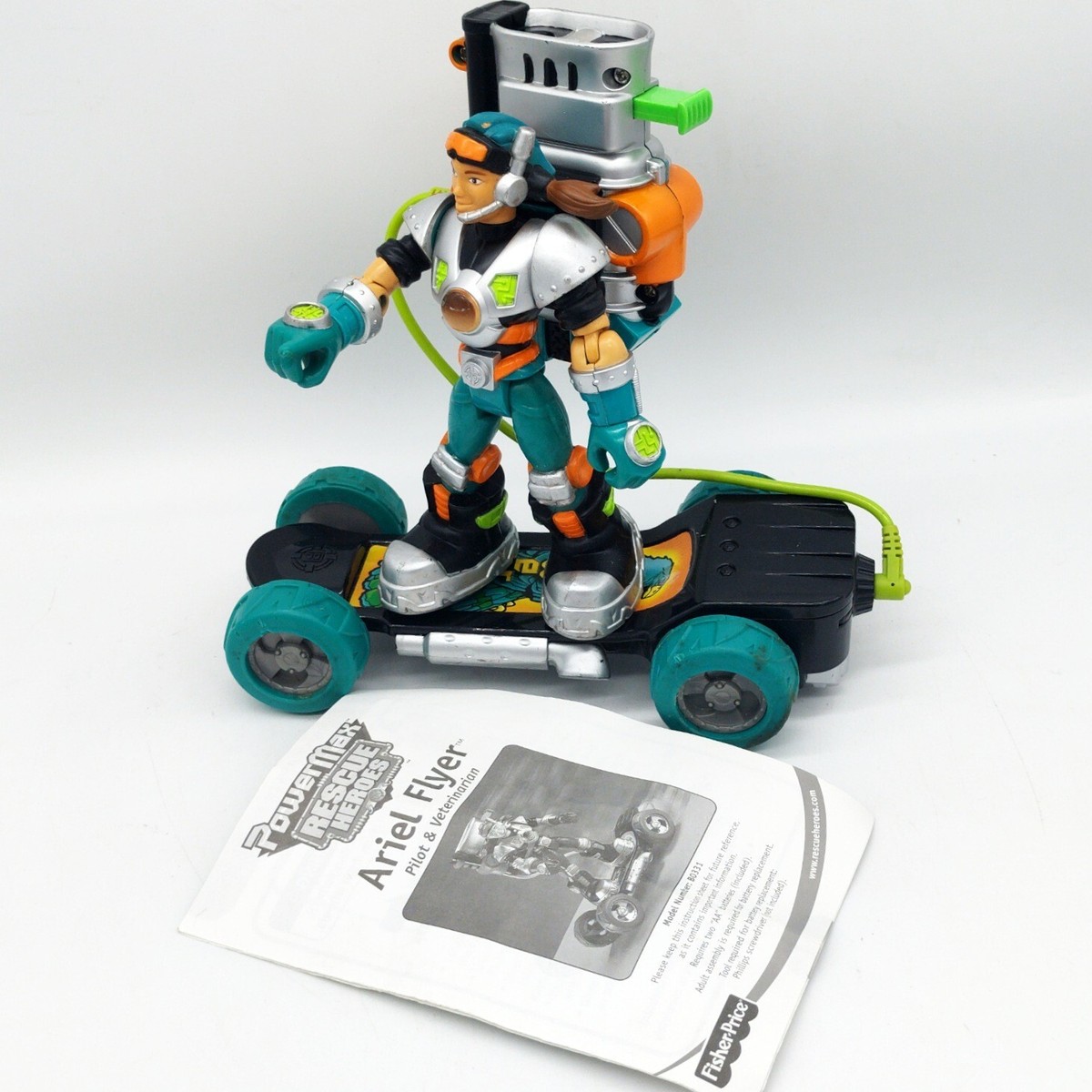 Fisher Price Rescue Heroes Ariel Flyer Power Max Skateboard 2002