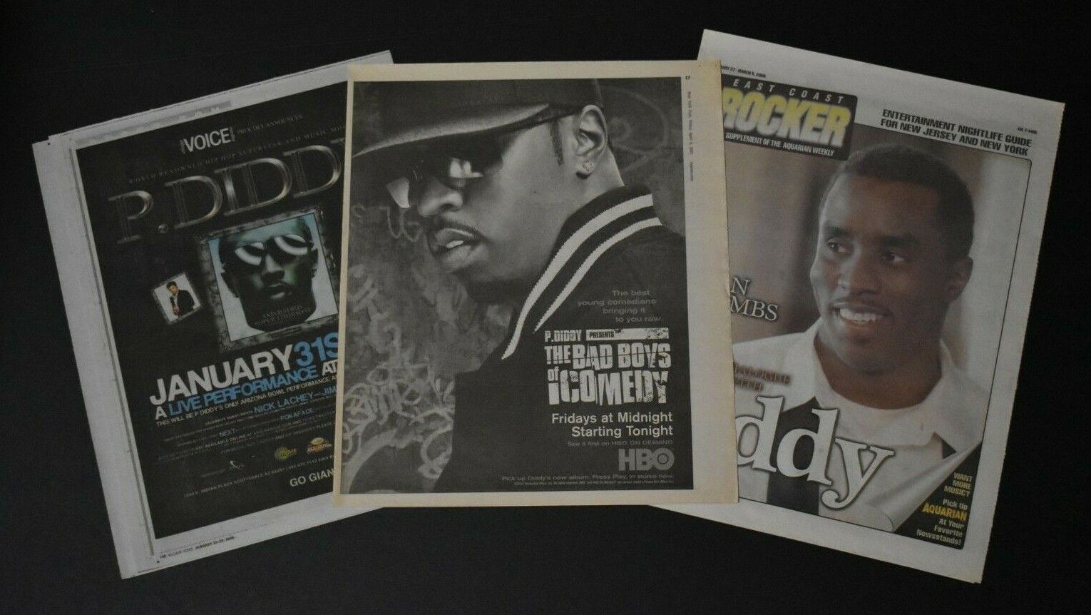 P. Diddy Sean Combs 2007 2008 3PC Concert & TV Show Ads  Newspap