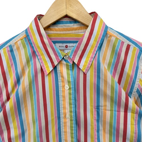 Vtg Real Clothes Striped Shirt Womens Multicolor Long Sleeve Button Up Top Sz 14 - Picture 3 of 9