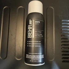 BEHR PREMIUM White Matte  Interior/Exterior Spray Paint + Primer  12 oz.
