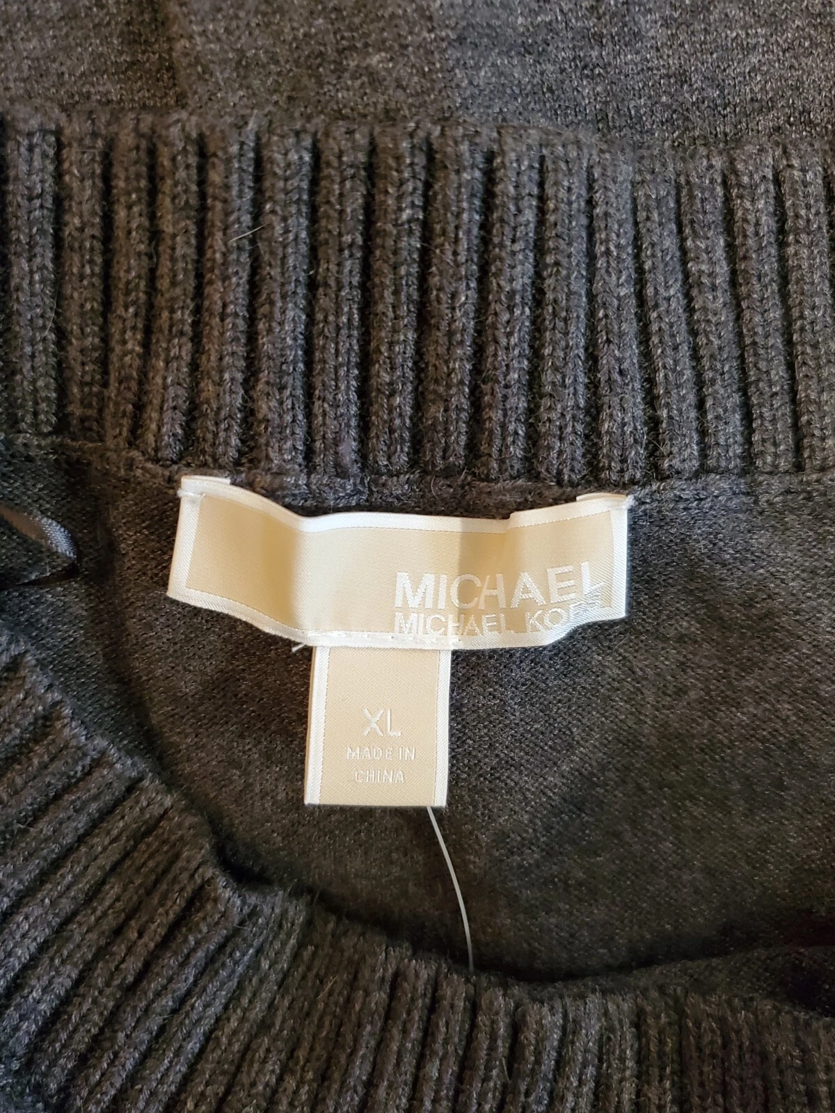 Abito maglione Michael Kors grigio antracite maniche 3 4 taglia XL polsini zip nuovo con etichette