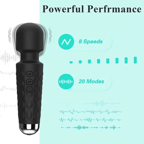 Masajeador de mano varita vibratoria 20 velocidades mágico motor de terapia de cuerpo completo - Imagen 10 de 16
