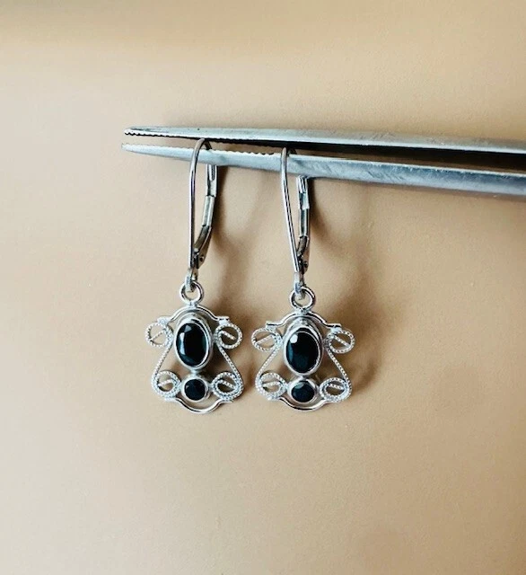 Pendientes colgantes Estate con araña de zafiro de oro blanco de 14 quilates 1,9 g Foto 4 de 4