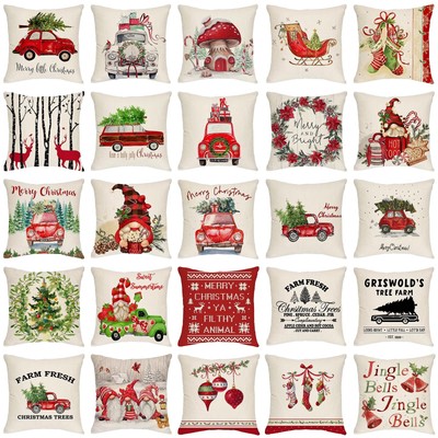 Merry Christmas Decorative Throw Pillow Cover Xmas Trees Car Sock Cushion Covers