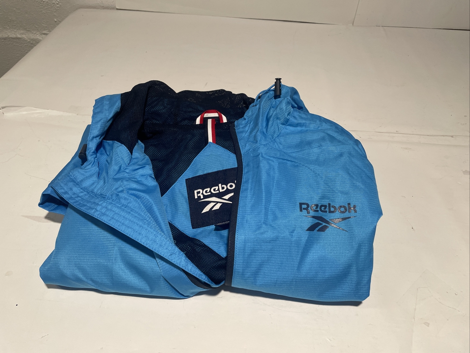 Reebok Jacket Windbreaker Men's Blue Outerwear Full Zip Hooded Golf New Large thumbnail 12