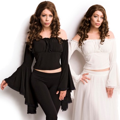 Bluse Piraten Mittelalter Gothic Shirt Kostüm Piratenbluse Schwarz Weiß 34-46
