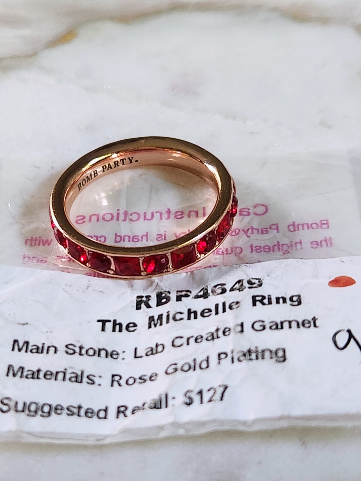 NWT Bomb Party 'The Michelle Ring' Rose GoldPlated Band Ring