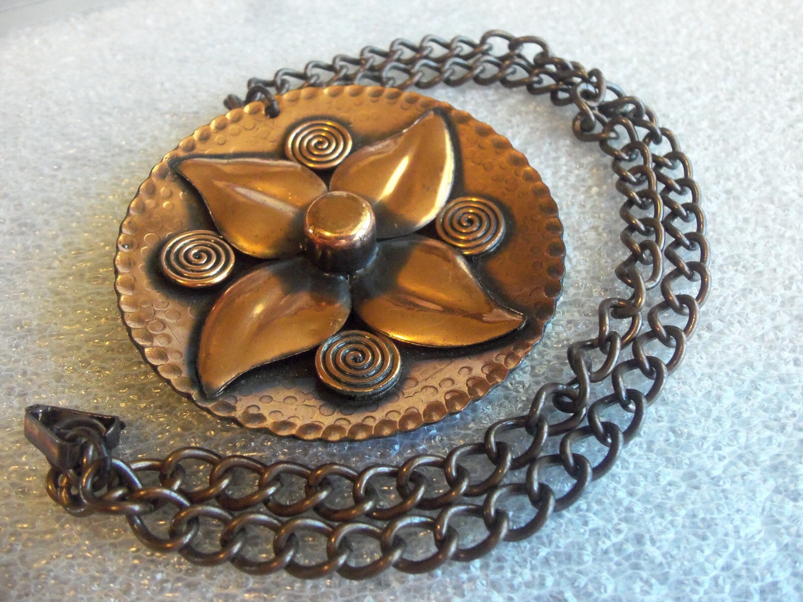 Solid Copper Flower  Necklace Large Flower  Antiq… - image 3