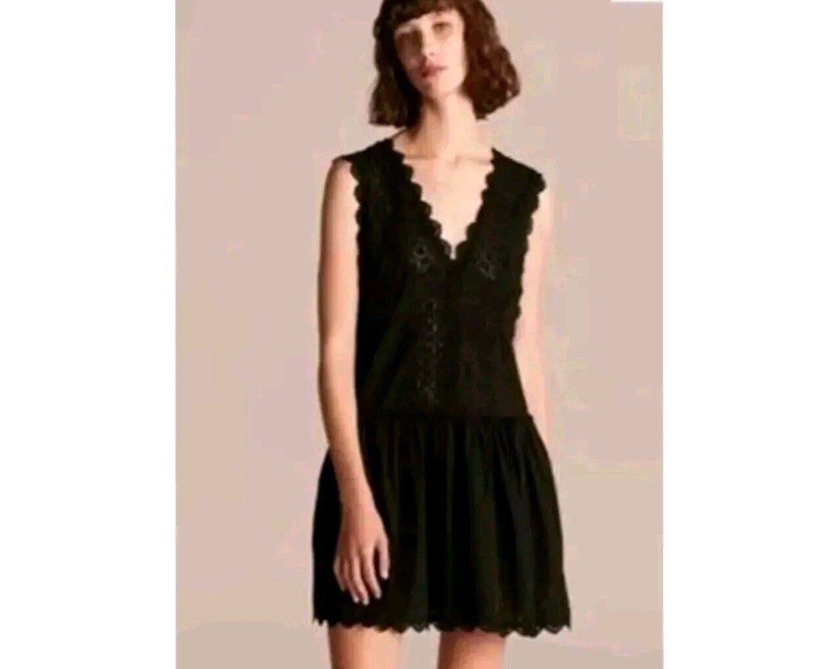La Vie Rebecca Taylor Black Embroidered Dress Womens Large NEW La Vie Rebecca Taylor Black Embroidered Dress Womens Large NEW