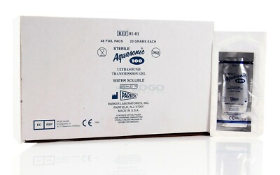 Aquasonic 100 Ultrasound Gel - 20 Gram Sterile Packets - Box of 48