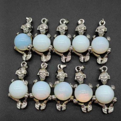 10pcs Artificial Opal Stone Skull Pendants for DIY Jewelry Marking Necklace