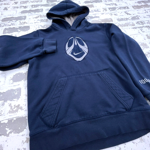 Vintage Nike Hoodie Boys Medium Blue Gray Sweatshirt Sweater Youth Football Y2K - Picture 5 of 10