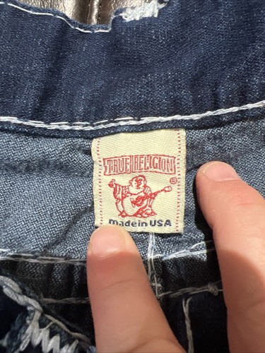True Religion Ricky Super T Mens Jeans 42x34 Thick Stitch Jeans Made In USA RARE - Picture 4 of 15